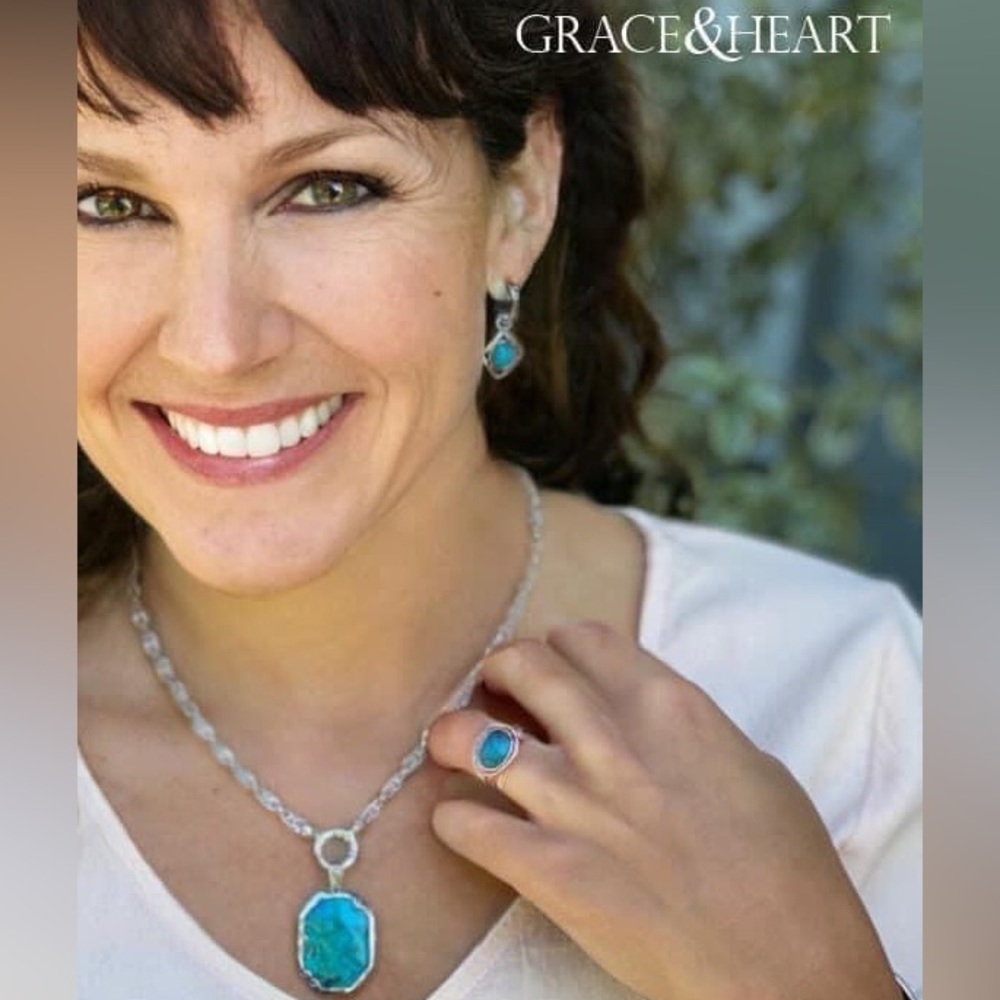Grace & Heart DREAM ON TURQUOISE RING Size 5 .925 Sterling Silver SUMMER VIBES